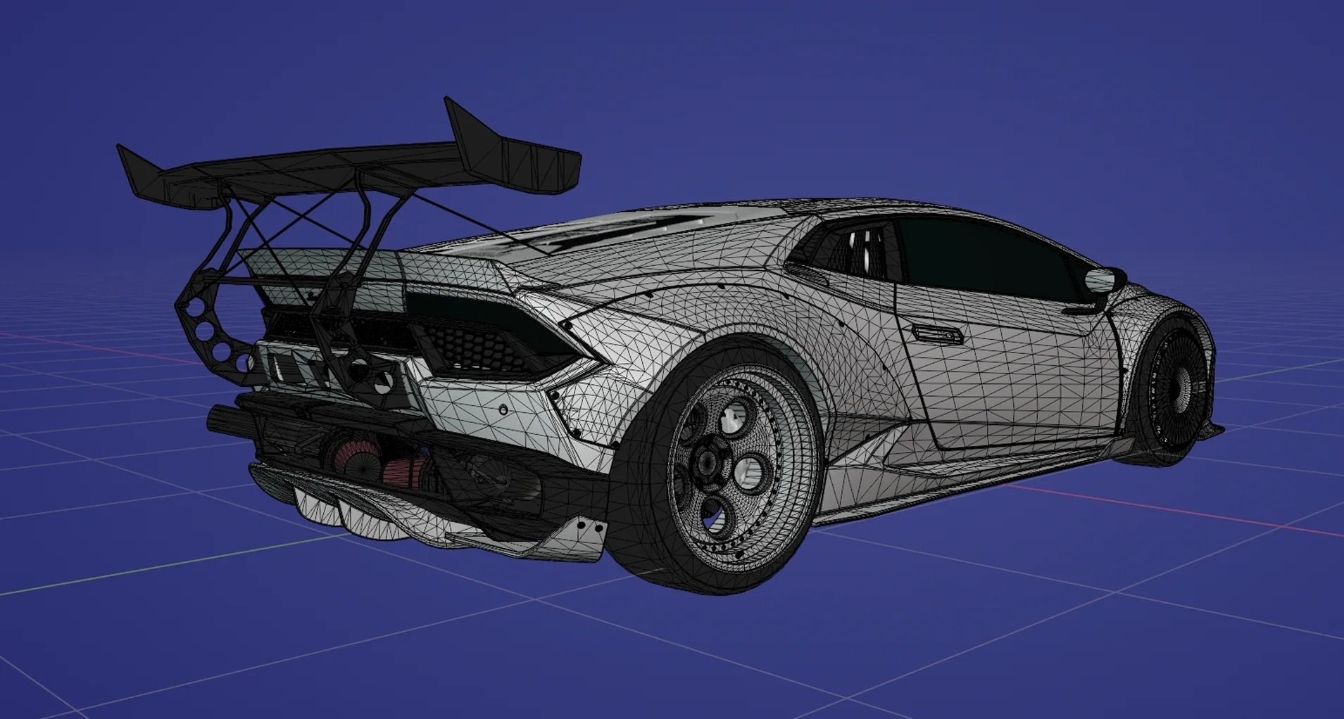 Matching Lamborghini topology wireframe